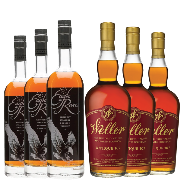 3 Eagle Rare and 3 W.L. Weller Antique 107 Bourbon Bundle