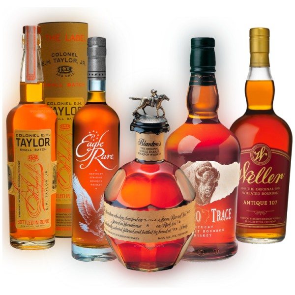 Blanton's Original, Eagle Rare, Weller Antique 107, Buffalo Trace, and EH Taylor Small Batch Ultimate Bourbon Connoisseur Bundle