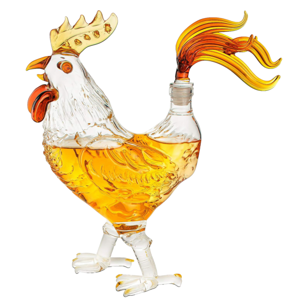 Cock - Chicken Decanter 500ml Whiskey and Wine Decanter - by Liquor Lux, Rooster Glass Decanter For Whiskey, Scotch, Spirits, Wine Or Vodka For...