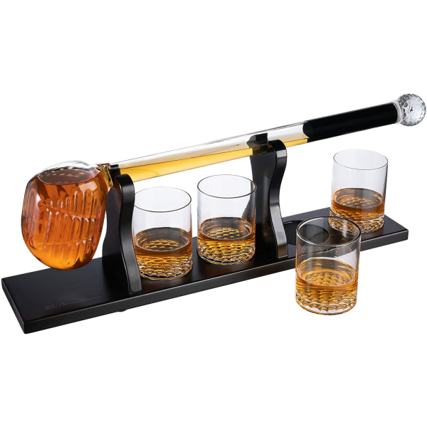 Golf Whiskey Decanter and 4 Liquor Glasses - Decanter & Glass Set - Golf Stick Gifts for Men - Unique Whiskey Decanter Set - Bourbon & Scotch...