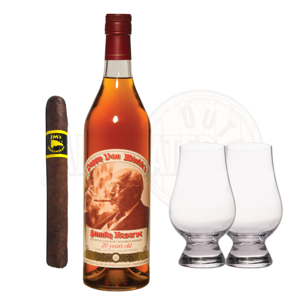 Pappy Van Winkle 20 Year Bourbon with Glencairn Set & Cigar Bundle