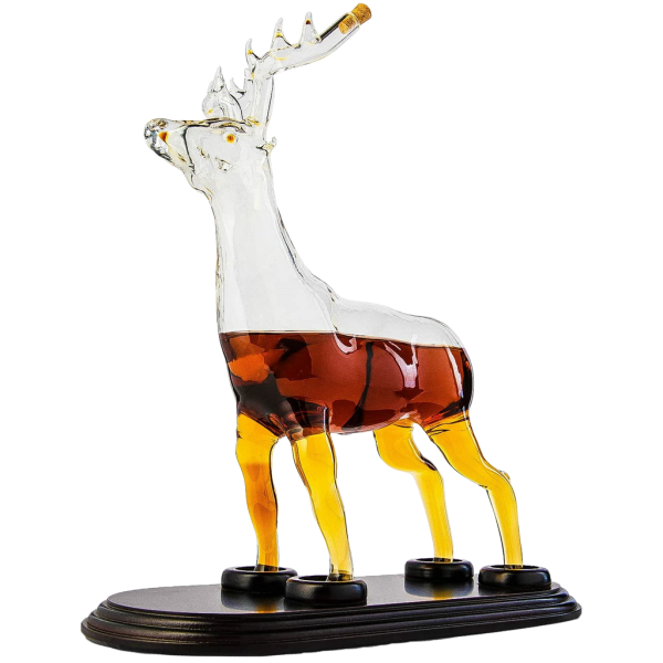 Stag Antler Crystal Decanter - Elegant Stag/Reindeer Liquor Decanter by Liquor Lux - Luxury Decanter for Bourbon, Scotch, or Whiskey 750ml Perfect...