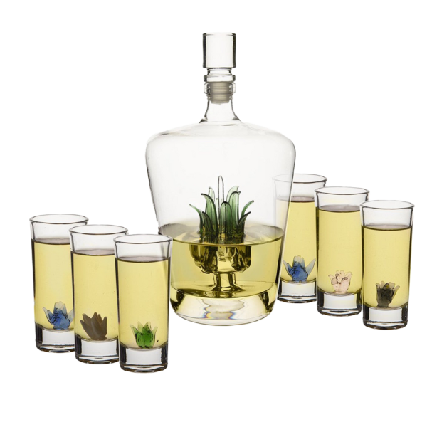 Tequila Decanter Tequila Glasses Set with Agave Decanter and 6 Agave Sipping Shot Glass, Perfect for Gifts for Tequila Lovers, 25 Ounce Bottle, 3...